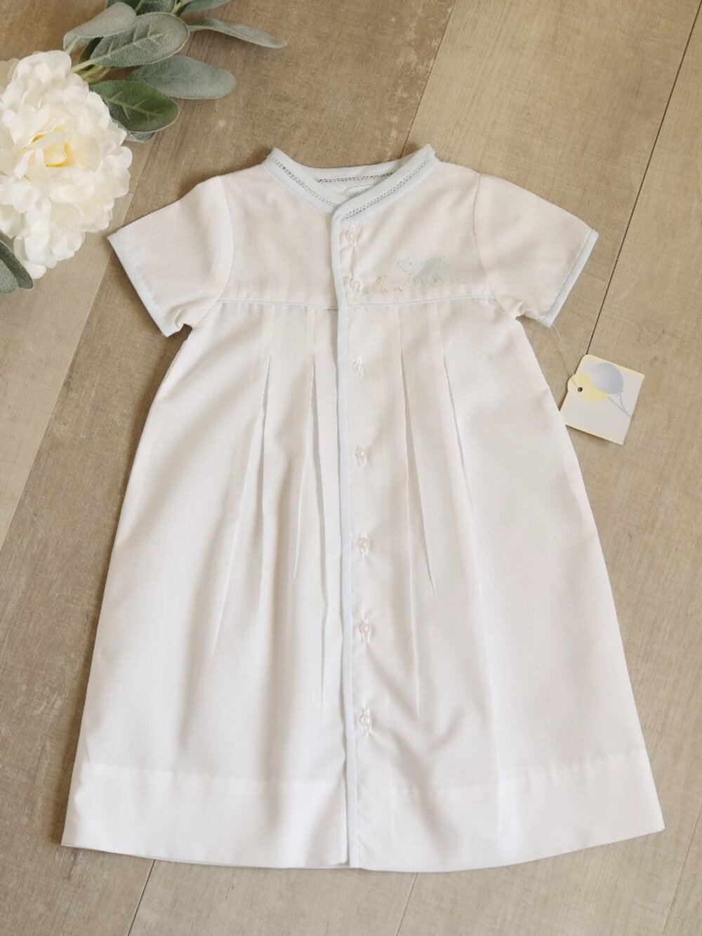 Boy Preemie White & Blue Heirloom Lamb Daygown Coming Home Portrait Reborn Doll